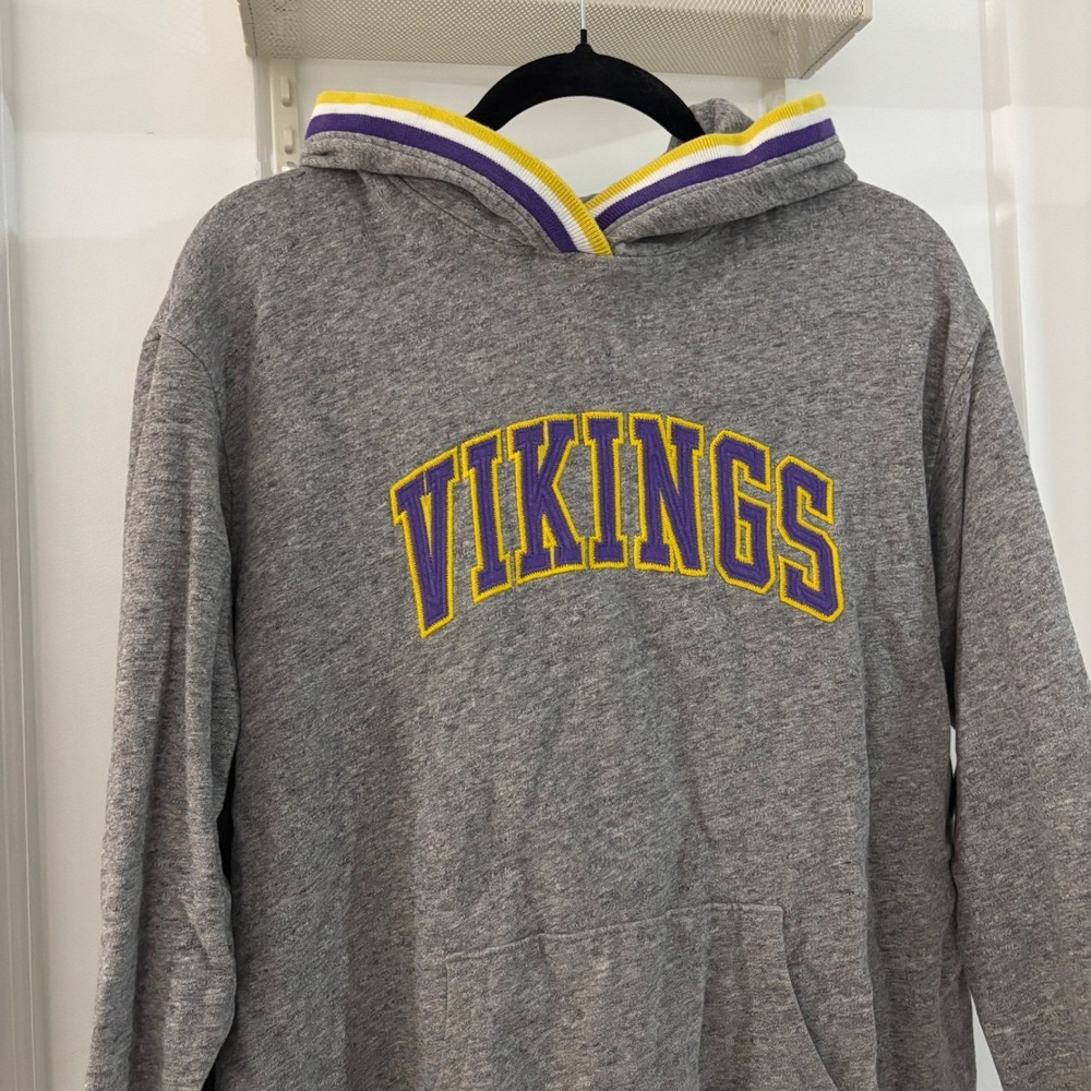 Tailgate Women Grey Minnesota Vikings Retro Hoodie Pullover NFL Large - Picture 2 of 6